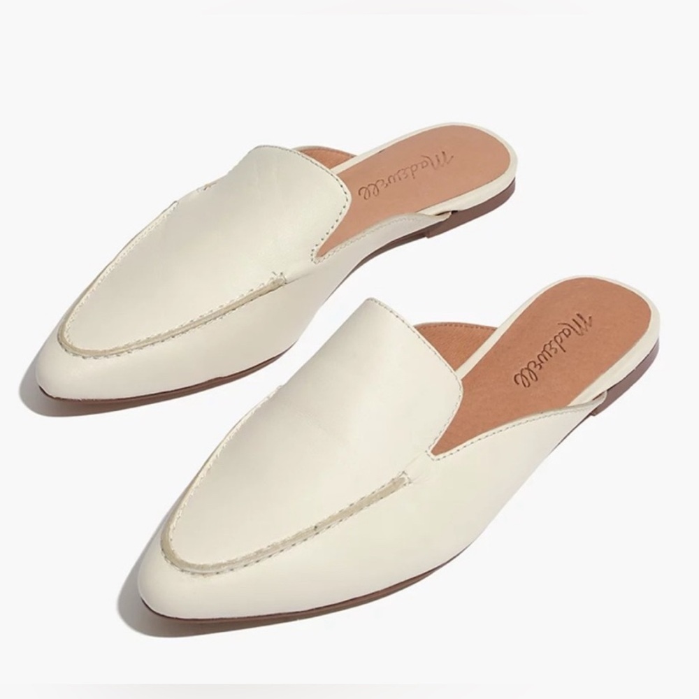 New Madewell Frances Skimmer Mule Ashen White Flats Size 8.5 M Women